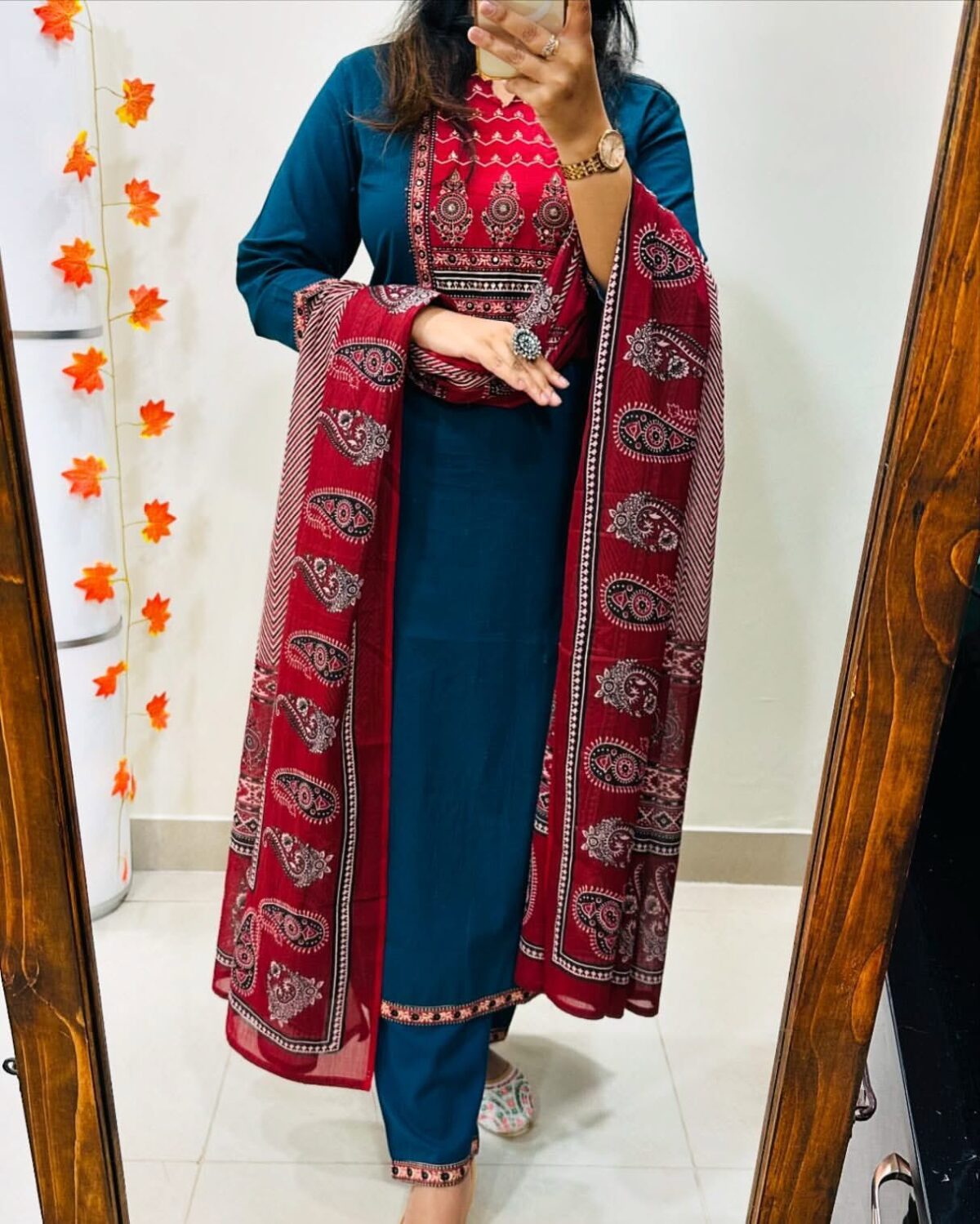 Beautiful Blue Cotton Kurti Pant set - Image 5