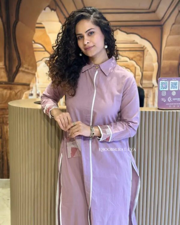 Cotton Shirt Style Embroidery Coord Set