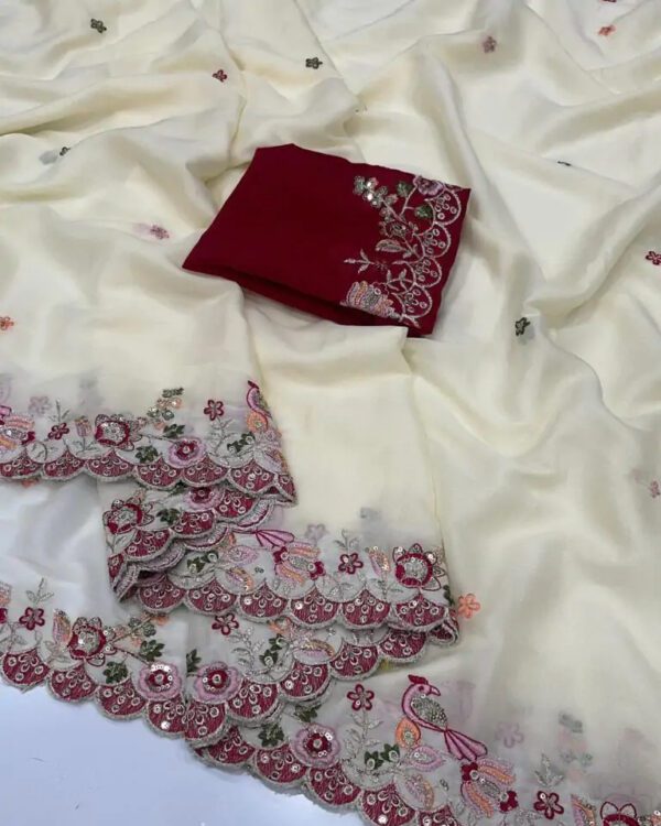 Stylish Georgette saree with Heavy sequins embroidery