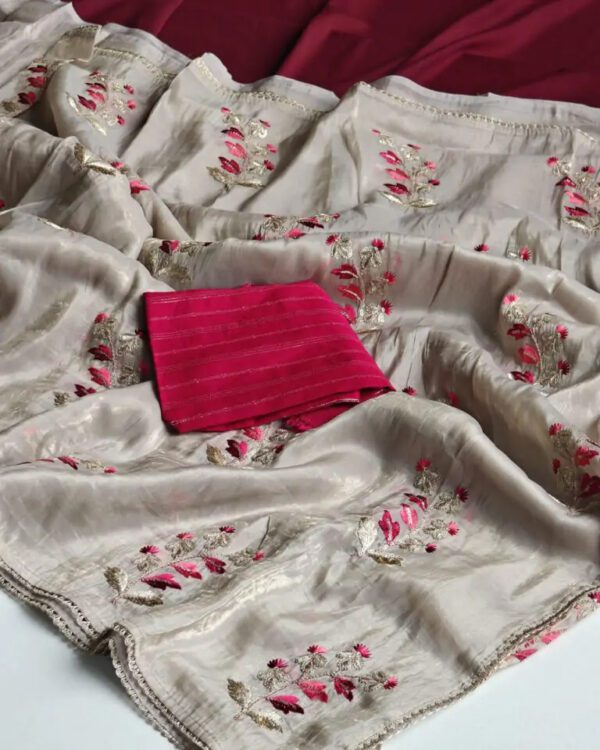 Paper silk crushed saree