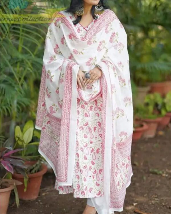 Digital Printed White suit set