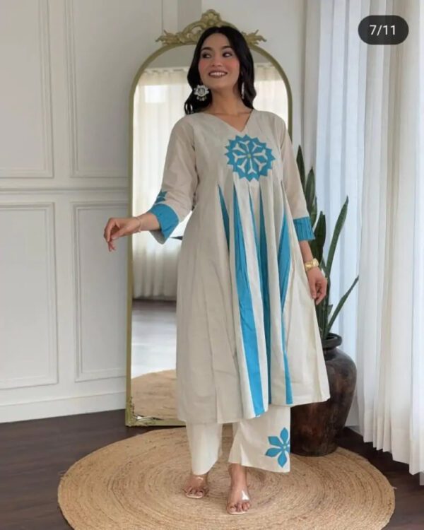 Aqua Bloom Kurti Pant Set