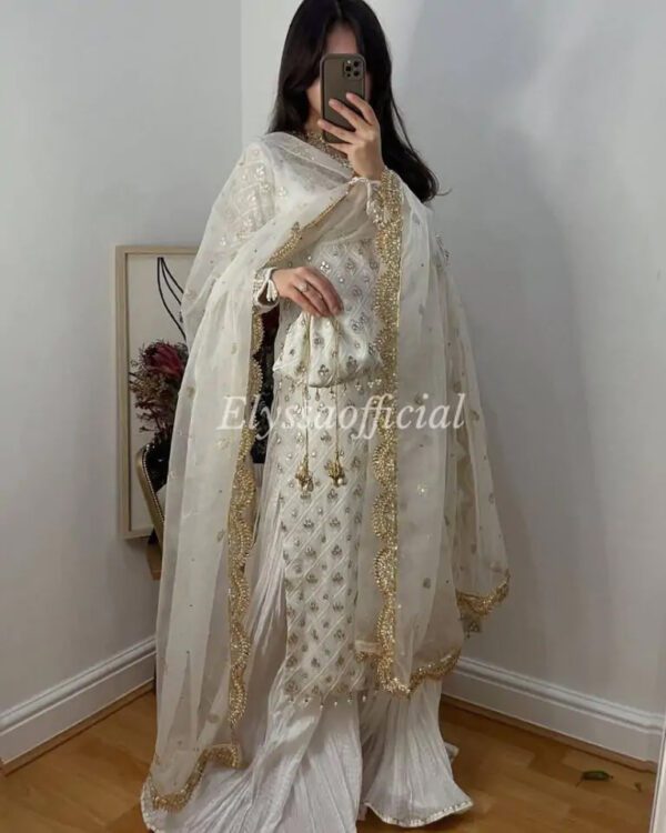 Designer Party Top Pallazo & Dupatta Set