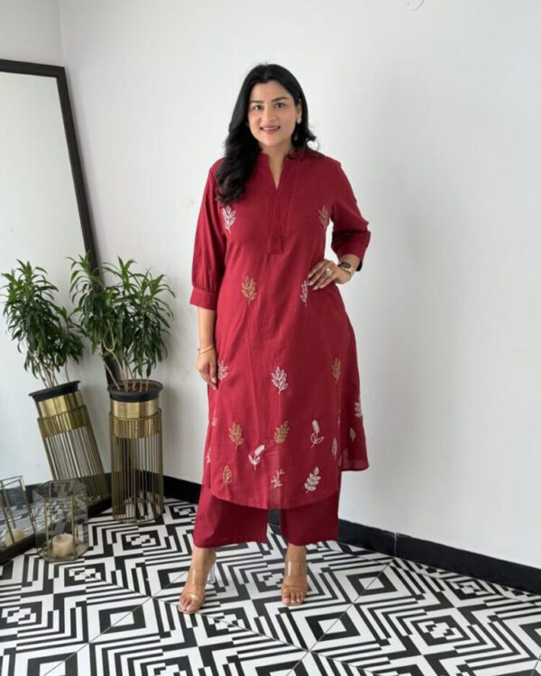 pure cotton collared kurta pant set