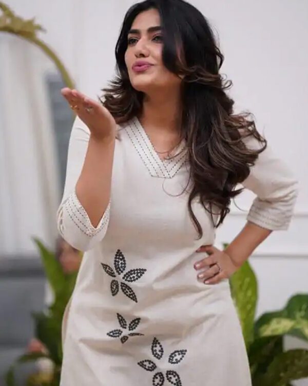 Cotton Flex Embroidered Straight Pant Set