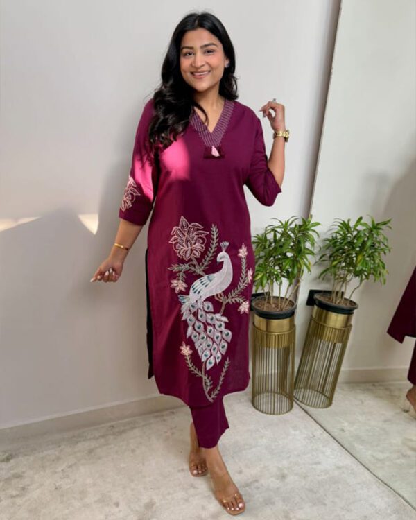 classy embroidery kurti with pant