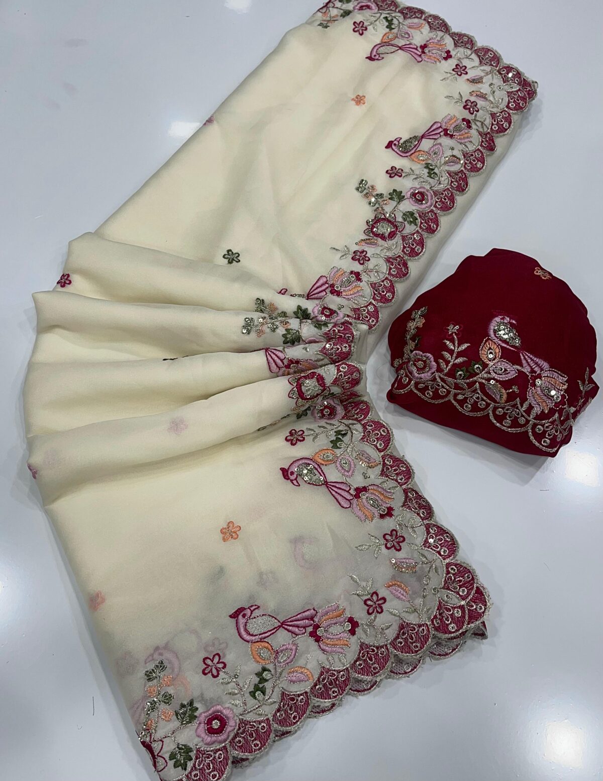 Stylish Georgette saree with Heavy sequins embroidery - Image 2