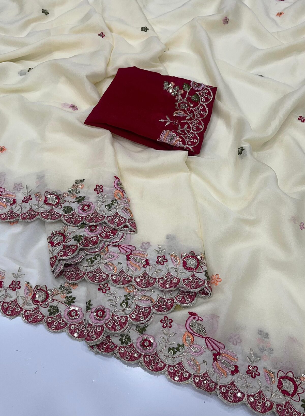 Stylish Georgette saree with Heavy sequins embroidery - Image 3