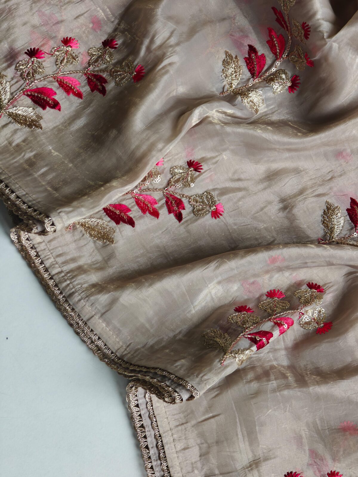 Paper silk crushed saree - Image 2