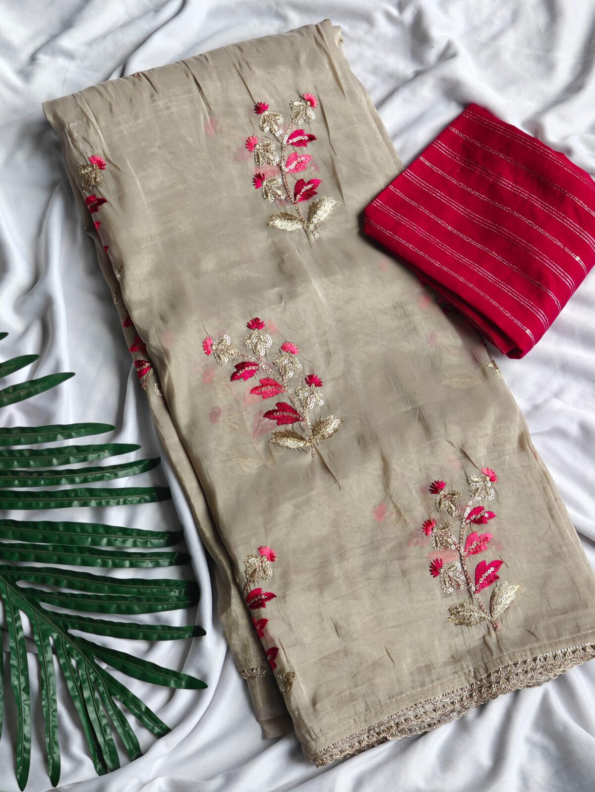 Paper silk crushed saree - Image 5