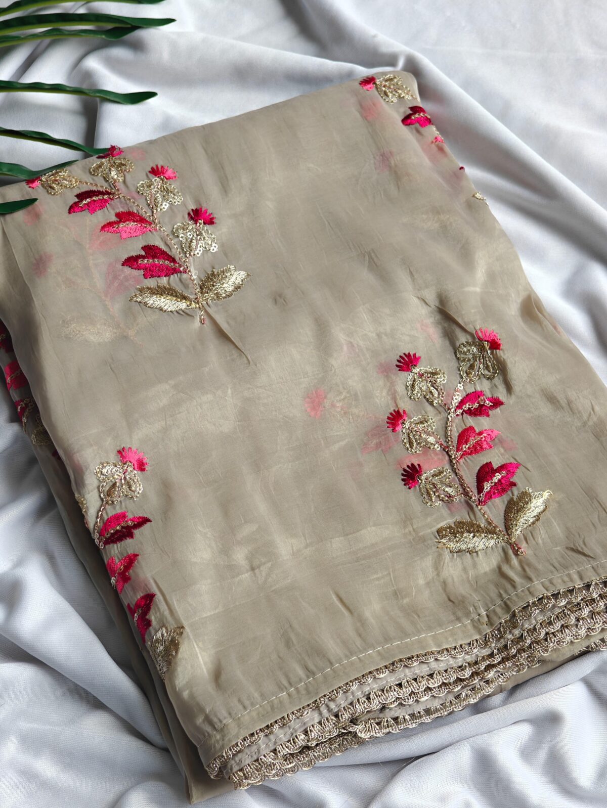 Paper silk crushed saree - Image 3