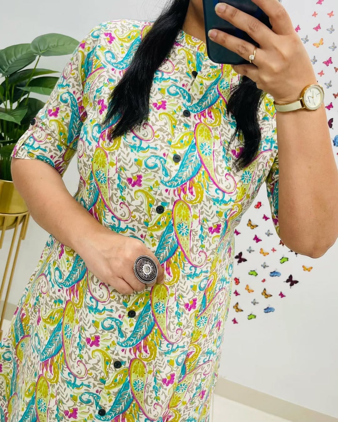 Premium Floral Fine Cotton A-Line Kurti with Pant Set for Women - Image 2