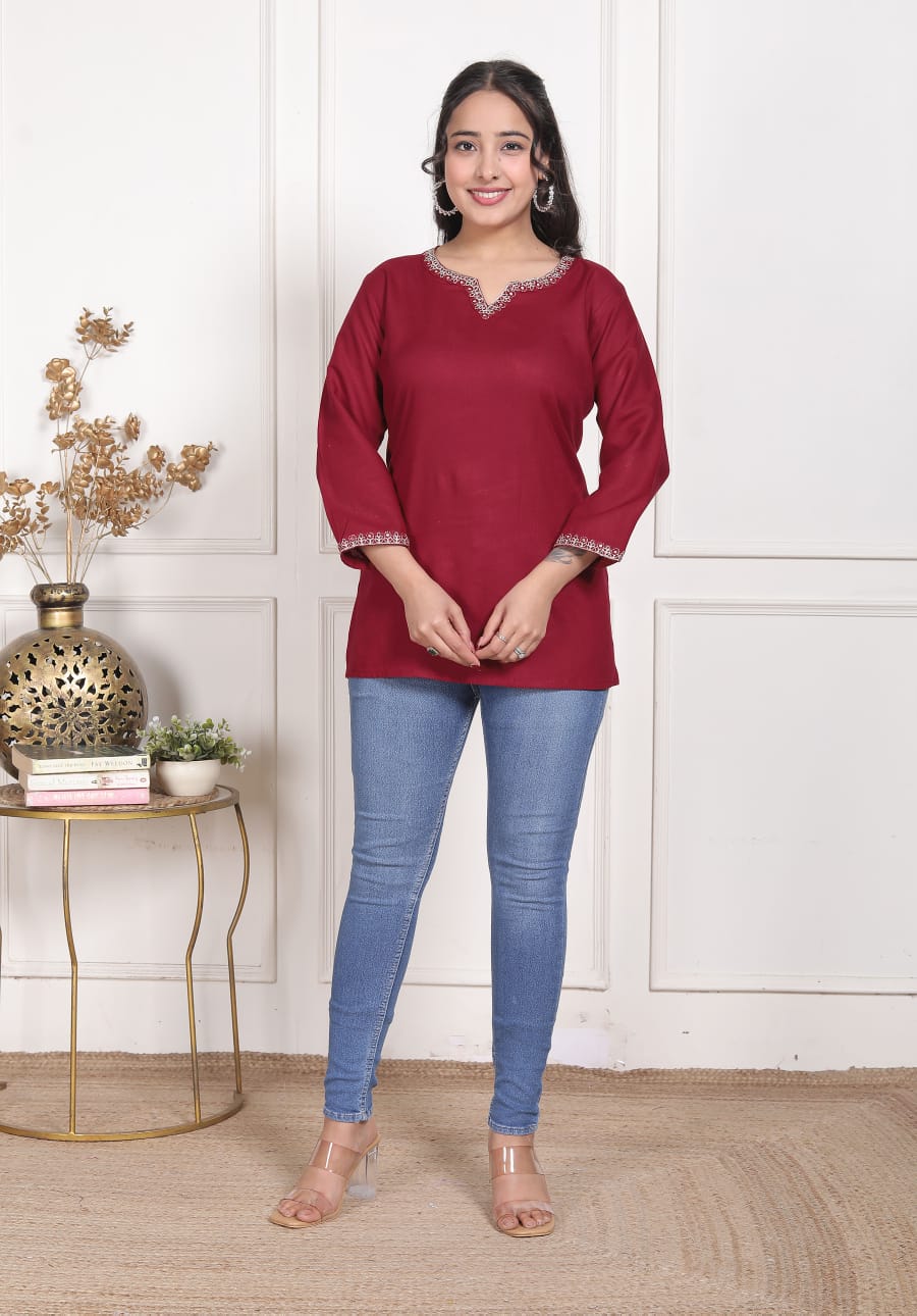 Beautiful Embroidered Short Kurtis - Image 28