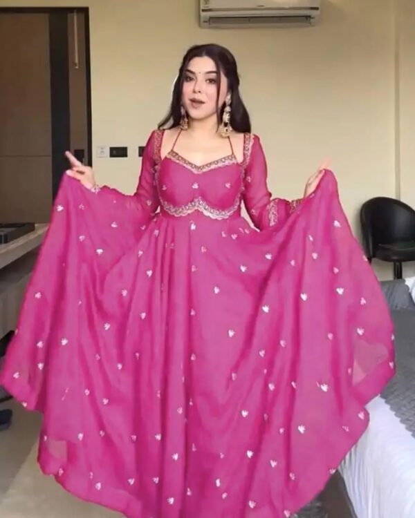 Anarkali Flared kali Kurti Pant Dupatta Set