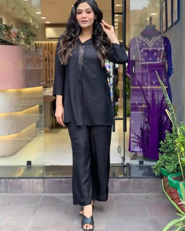 stylish co-ord set with beautiful sequence Work